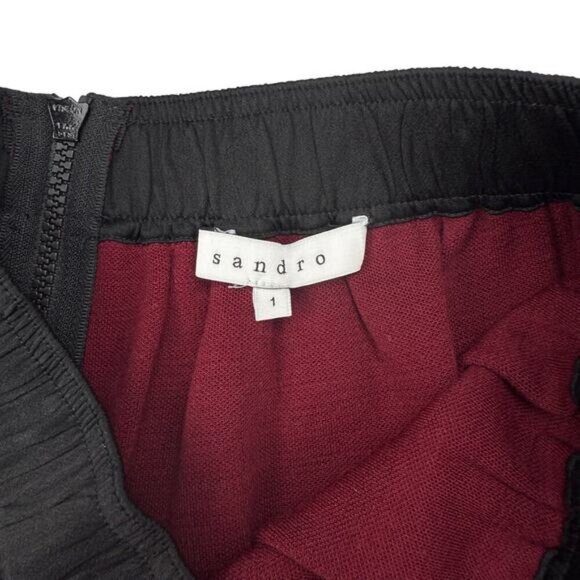 Sandro Joviale Wool Bordeaux Red Black Mini Skirt Women's Size 4 - Picture 3 of 7